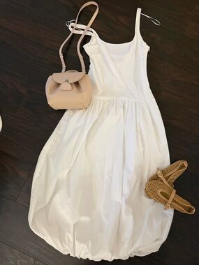 Zara white maxi dress with bubble hem